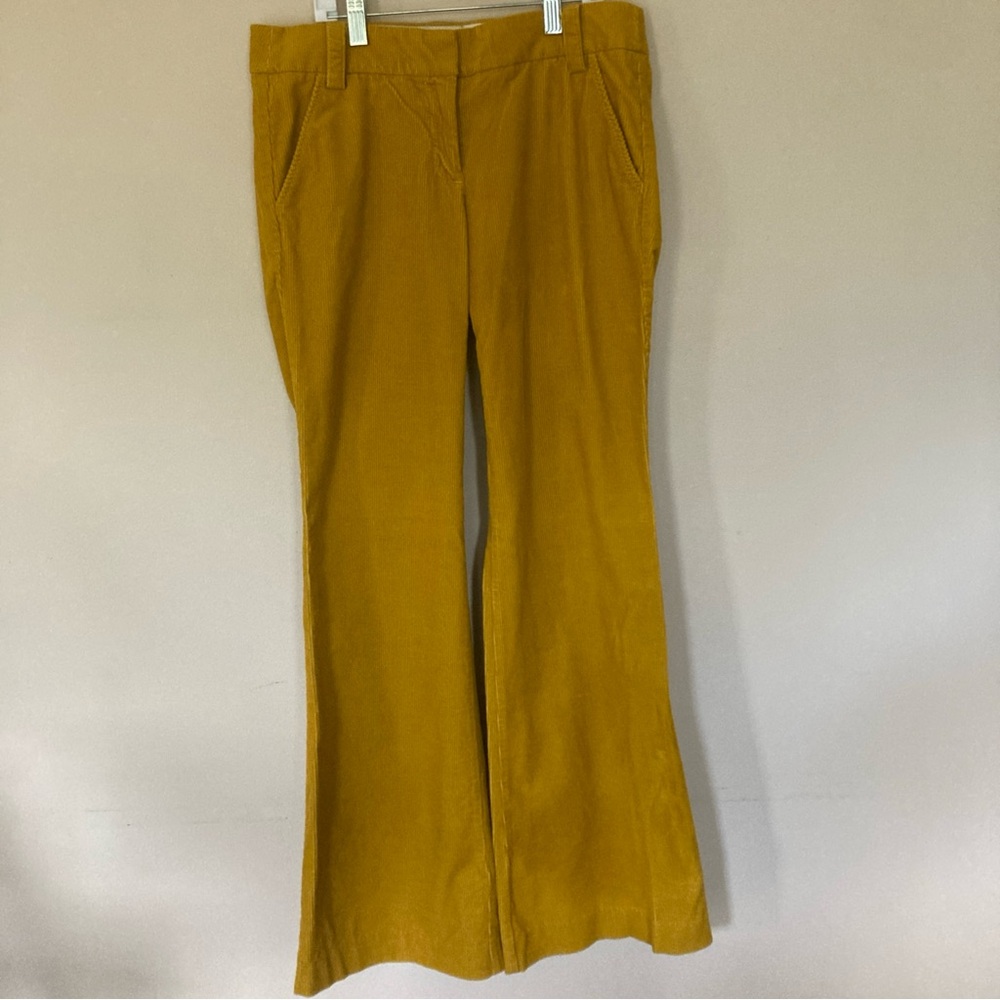 J. Crew City Fit Golden Mustard Wide Leg Flare Corduroy Trousers